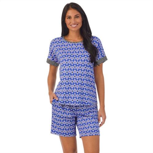 Womens Cuddl Duds Allover Print Short Sleeve Sleep Shirt & Bermuda Shorts Pajama Set