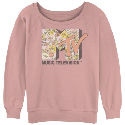 Licensed Character Juniors MTV Music Television In The Lines Floral Fill Logo Graphic Fleece