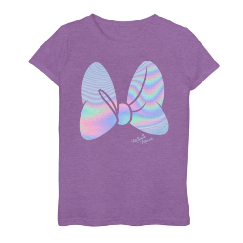 Licensed Character Disneys Minnie Mouse Girls Holographic Iconic Bow Tee