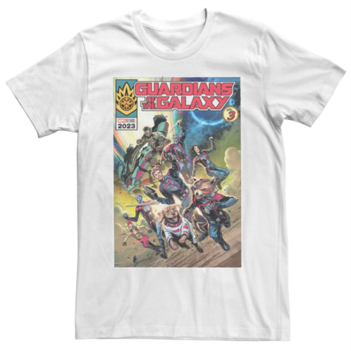 Mens Marvel Guardians Of The Galaxy Vol. 3 Action Comic Cover Graphic Tee