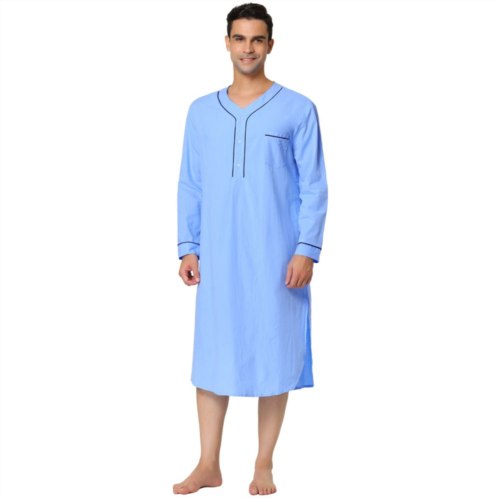 Lars Amadeus Mens Nightshirt Cotton Sleep Shirt Long Sleeve Nightgown Sleepwear