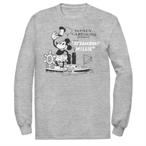 Licensed Character Disneys Mickey Mouse Big & Tall Present Steamboat Willie Long Sleeve Graphic Tee