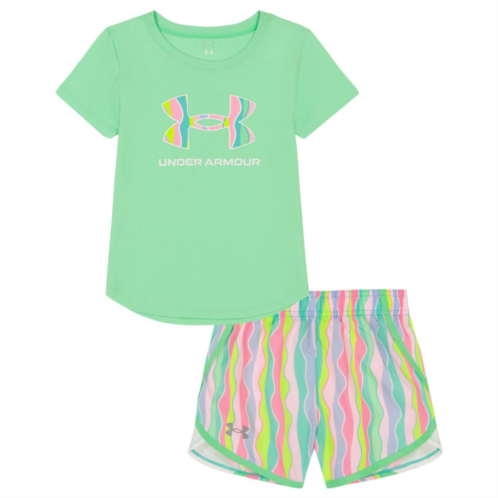 Toddler Girl Under Armour 2-Piece Printed Short Sleeve Graphic Tee & Shorts Set