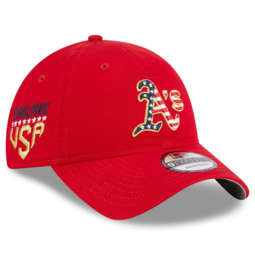 Womens New Era Red Oakland Athletics 2023 Fourth of July 9TWENTY Adjustable Hat