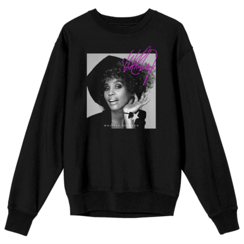 Licensed Character Mens Whitney Houston Grayscale Long Sleeve Graphic Tee