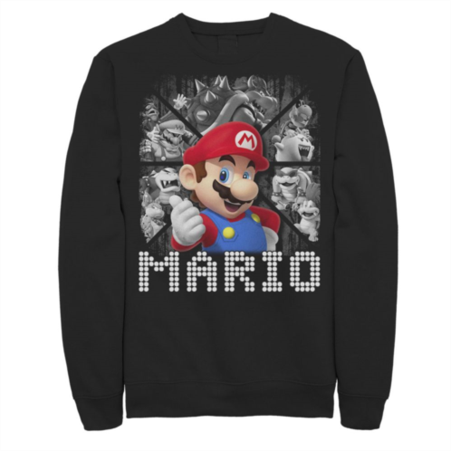 Big & Tall Nintendo Super Mario Bros Characters Background Fleece Sweatshirt