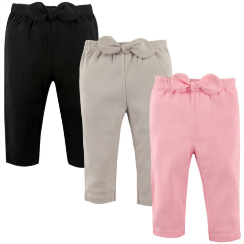 Hudson Baby Infant and Toddler Girl Cotton Pants 3pk, Light Pink Black