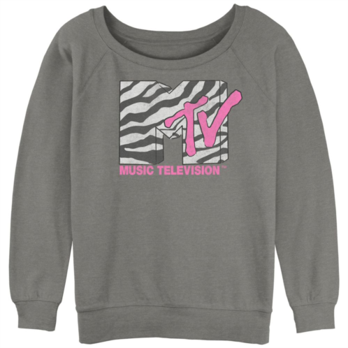 Licensed Character Juniors MTV Zebra Logo Slouchy Terry Graphic Tee