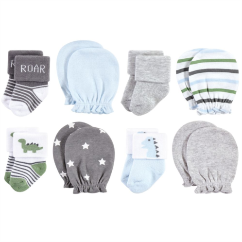 Hudson Baby Infant Boy Socks and Mittens Set, Dinosaur