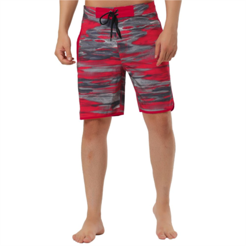 Lars Amadeus Mens Summer Lightweight Drawstring Waist Contrast Color Printed Swimwear Shorts
