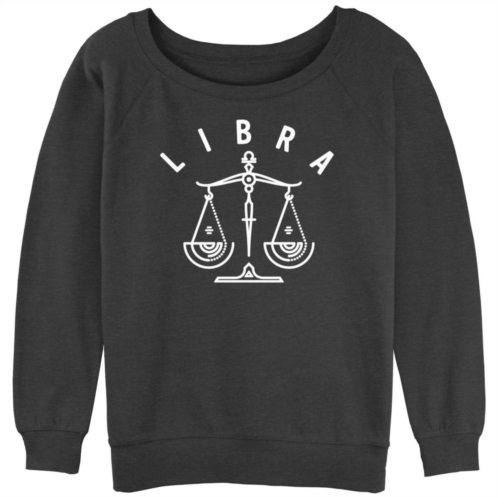 Licensed Character Juniors Libra Scale White Ink Sketch Slouchy Graphic Sweatshirt