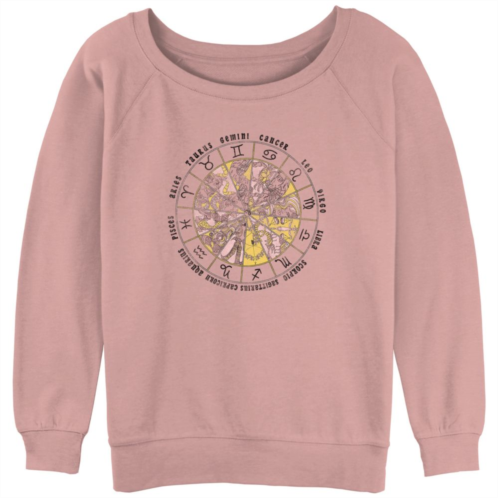 Licensed Character Juniors Drawn Astrology Circle Horoscope Slouchy Graphic Sweatshirt