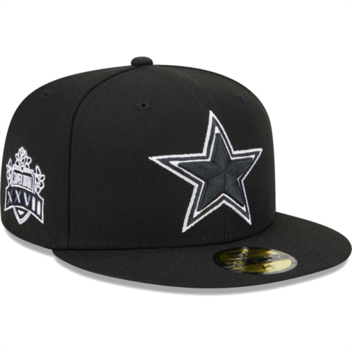 Mens New Era Black Dallas Cowboys Main Patch 59FIFTY Fitted Hat