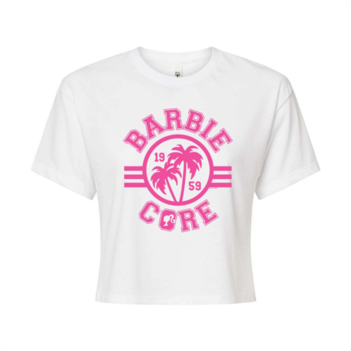 Juniors Barbie Core Collegiate Cropped Graphic Tee