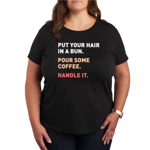 Licensed Character Missy Plus Size Bun Coffee Handle It Graphic Tee