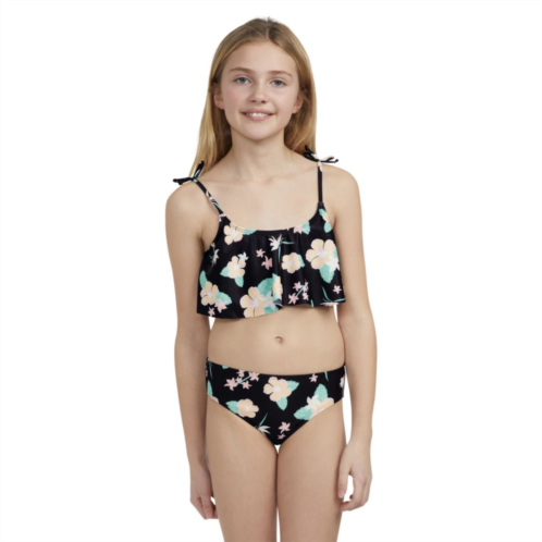 Girls 7-16 Hurley Flounce UPF 50+ Bikini Top And Bottoms Swim Set