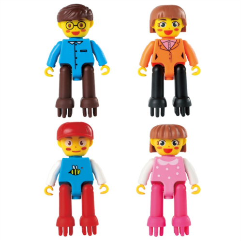 PicassoTiles HedheHog-Foot 4 Piece Family Character People Figure Set PTB11
