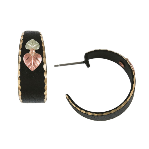 Black Hills Gold Tri-Tone Black Powder Coat Oval Earrings
