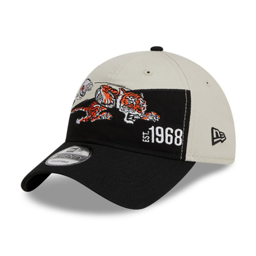 Mens New Era Cream/Black Cincinnati Bengals 2023 Sideline Historic 9TWENTY Adjustable Hat