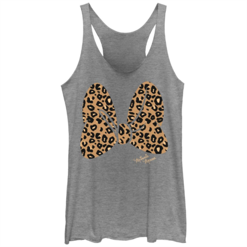 Licensed Character Juniors Minnie Mouse Leopard Print Bow Graphic Tank Top