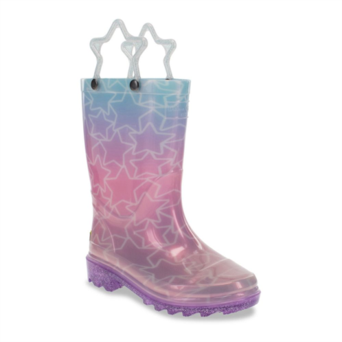 Western Chief Glitter Stars Toddler Girls Light-Up Rain Boots