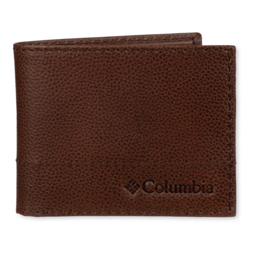 Mens Columbia RFID-Blocking Leather Bifold Traveler Wallet