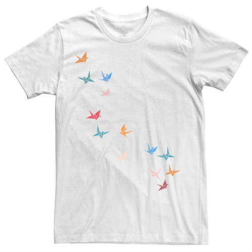 Licensed Character Mens Flying Paper Cranes Birds Graphic Tee