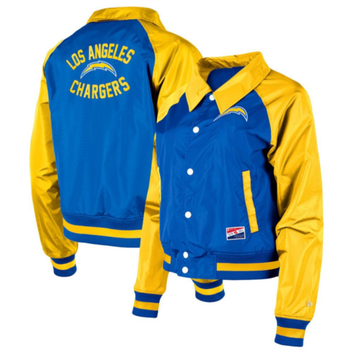 Womens New Era Powder Blue Los Angeles Chargers Coaches Raglan Full-Snap Jacket