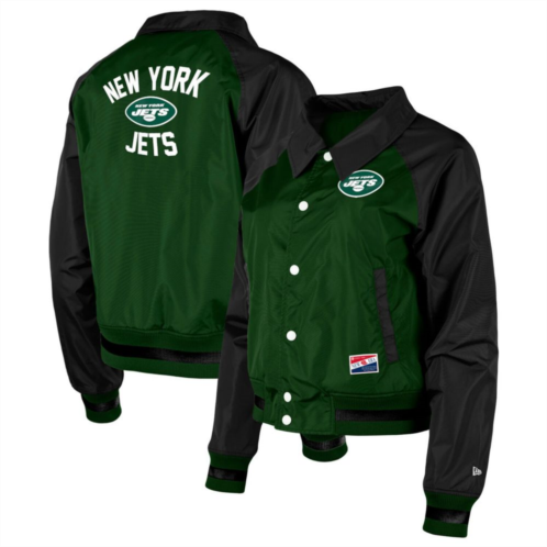 Womens New Era Green New York Jets Coaches Raglan Full-Snap Jacket