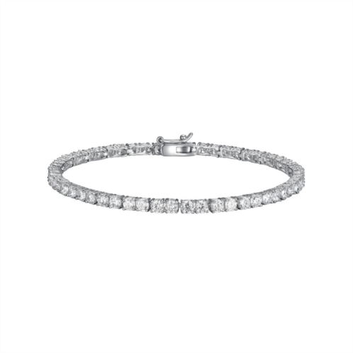 Unbranded Rhodium-Plated Sterling Silver Lab-Created Moissanite Tennis Bracelet