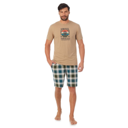 Mens Cuddl Duds Short Sleeve Graphic Pajama Tee & Printed Pajama Shorts Set