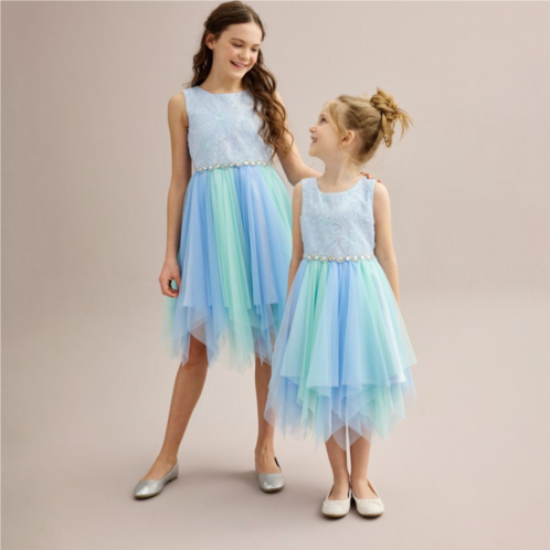 Girls 4-20 Bonnie Jean Fairy Hem Two-Tone Dress in Regular & Plus Size