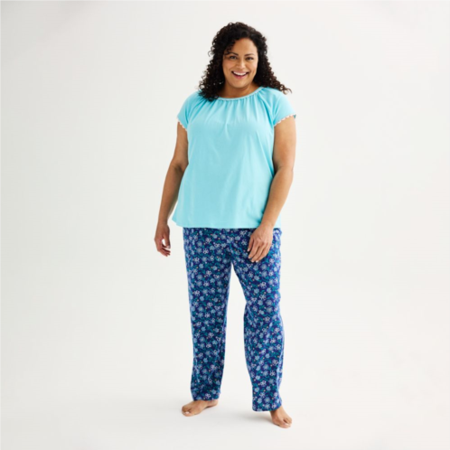 Plus Size Croft & Barrow Lace-Trim Pajama Top & Pajama Pants Set