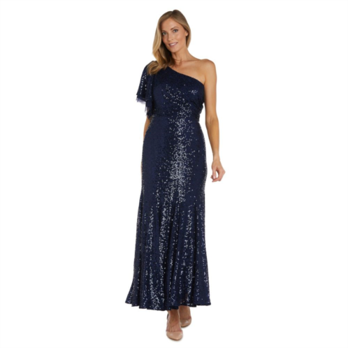 Womens Nightway Long One-Shoulder Sequin Dress