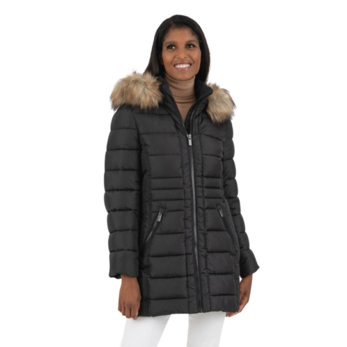 Womens Fleet Street Faux Fur Trimmed Hooded Puffer Coat
