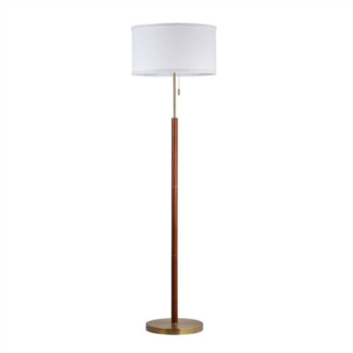 Unbranded Walnut and Brass Modern Stick Floor Lamp