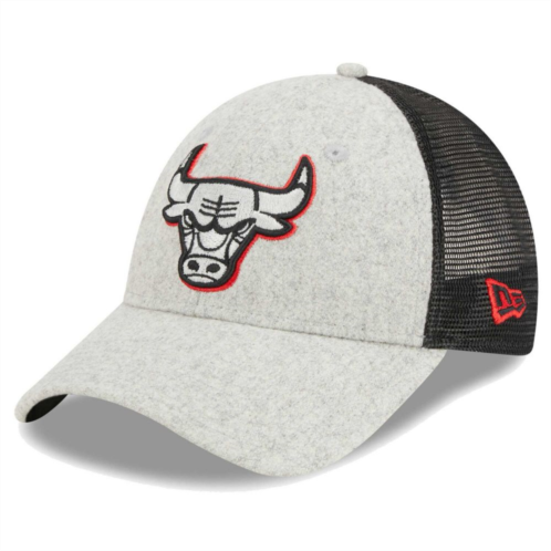 Mens New Era Gray/Black Chicago Bulls Pop Trucker 9FORTY Adjustable Hat