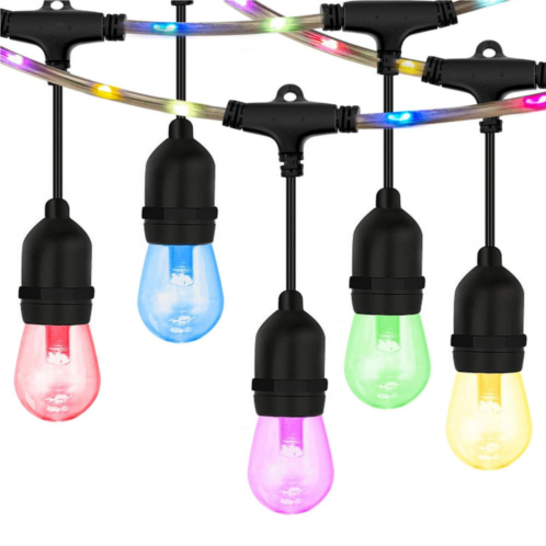 Cedar Hill 48FT RGB Outdoor String Lights with RGB Wire Remote Decorative Patio Lights