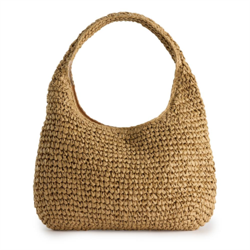 LC Lauren Conrad Kathy Crochet Straw Shoulder Bag