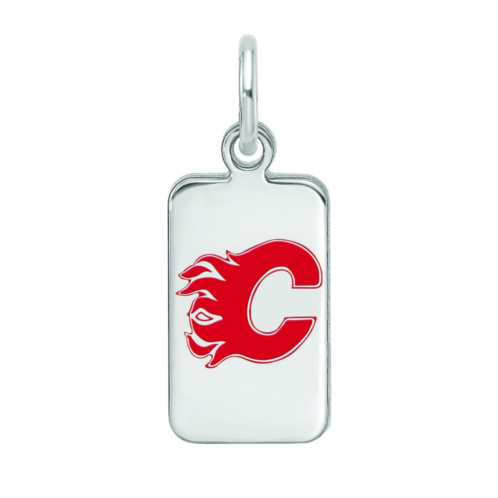 LogoArt Sterling Silver Enamel Calgary Flames Tag Pendant
