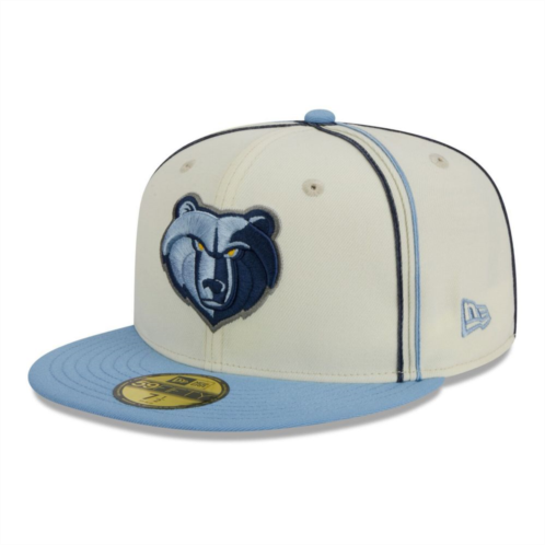 Mens New Era Cream/Light Blue Memphis Grizzlies Piping 2-Tone 59FIFTY Fitted Hat