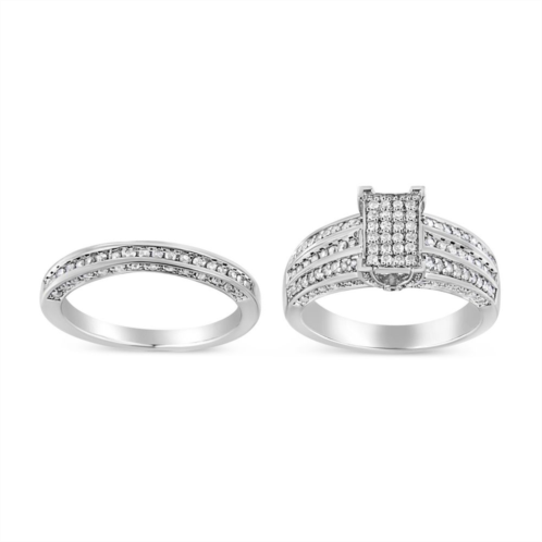 Haus of Brilliance Sterling Silver 3/4 Carat T.W. Diamond Composite Engagement Ring Set