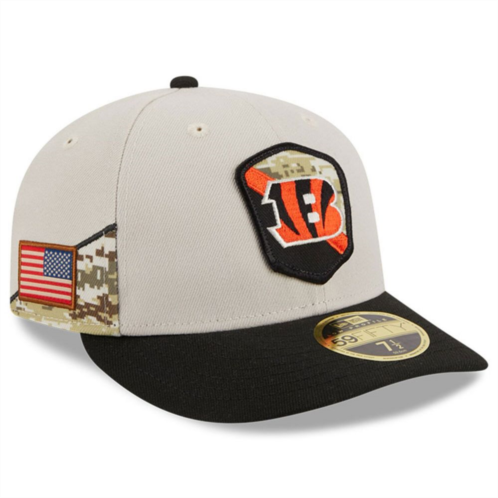 Mens New Era Stone/Black Cincinnati Bengals 2023 Salute To Service Low Profile 59FIFTY Fitted Hat