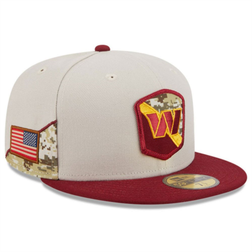 Mens New Era Stone/Burgundy Washington Commanders 2023 Salute To Service 59FIFTY Fitted Hat