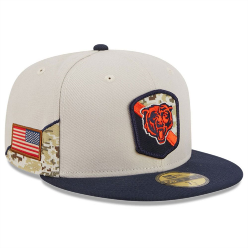 Mens New Era Stone/Navy Chicago Bears 2023 Salute To Service 59FIFTY Fitted Hat