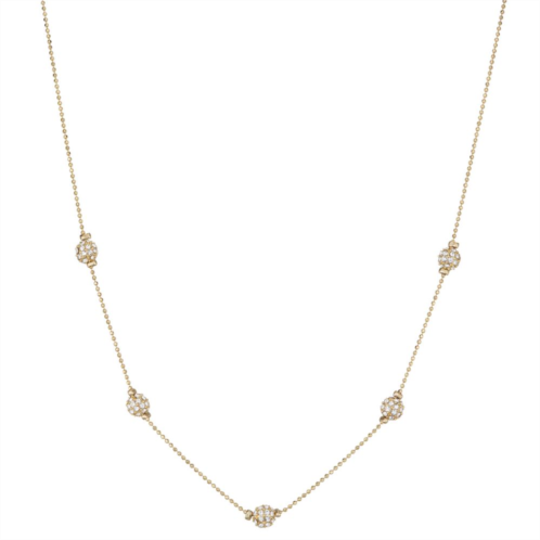 Nine West Gold Tone Crystal Pave Ball Station Necklace