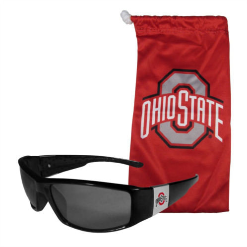 NCAA Ohio State Buckeyes Chrome Wrap Sunglasses with Microfiber Bag