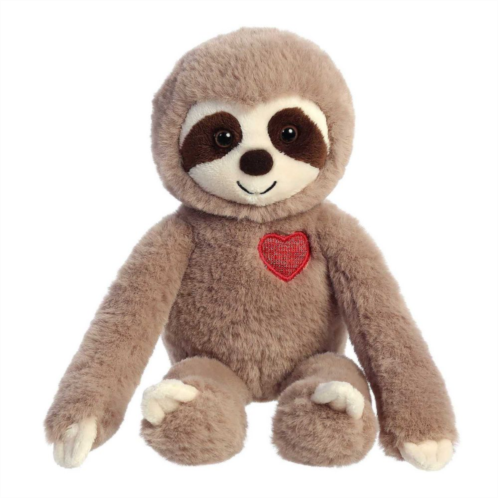 Aurora Medium Brown Valentine 12 Sweety Sloth Brown Heartwarming Stuffed Animal