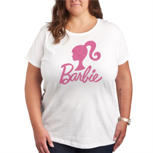 Plus Barbie Logo Pink Glitter Graphic Tee