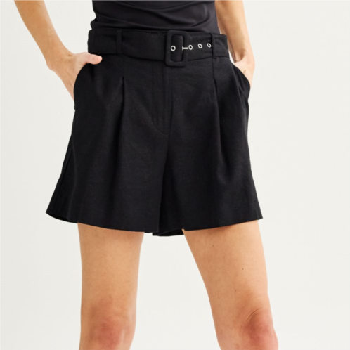 Womens Nine West High-Rise Belted Shorts